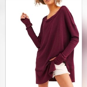 Free People . We The Free North Shore Thermal With Thumb Holes. Burgundy